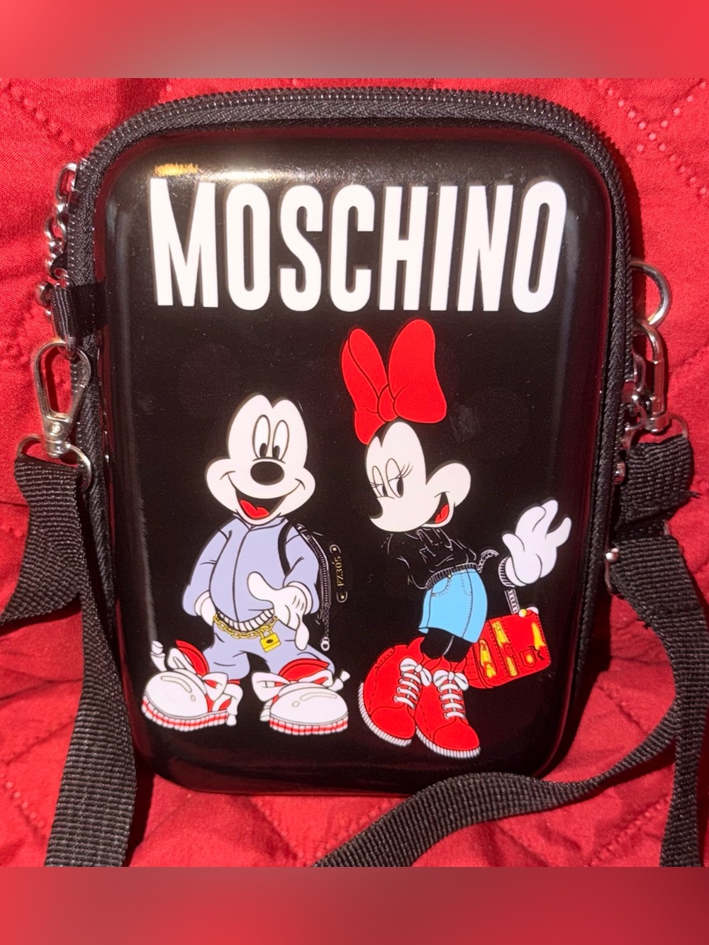 Moschino Black Crossbody with Mickey & Minnie Graphic